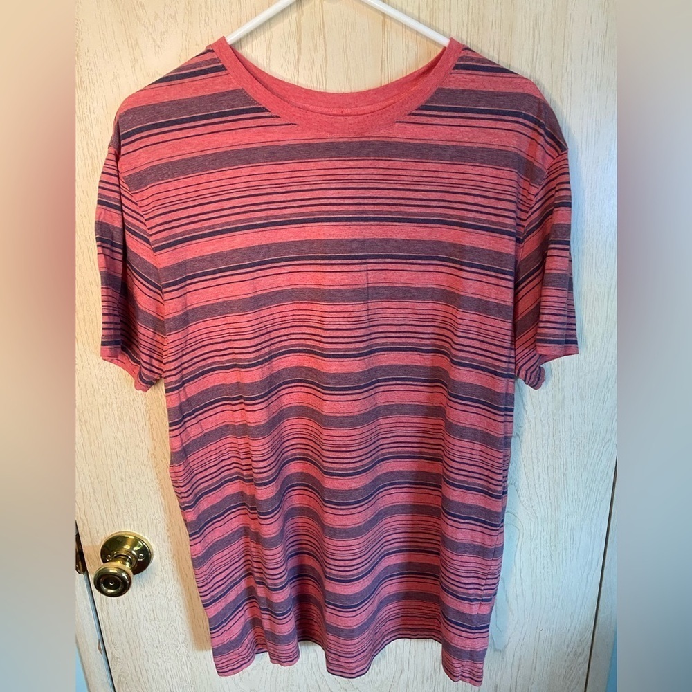 🩵 Roundtree & Yorke Striped Mens Shirt Sz Large
